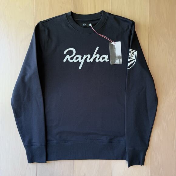 Rapha Logo Sweatshirt Small Black Fleece Pullover Cycling Sportswear NWT - Picture 2 of 9